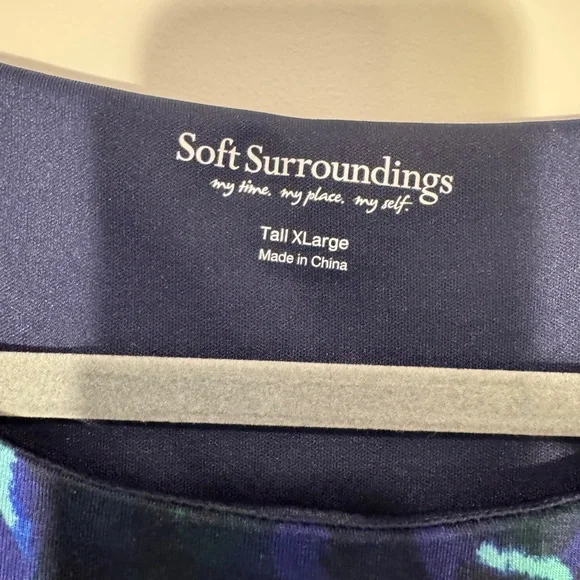 Soft Surroundings Darcy Patterned Long Sleeve Dress Size Tall XL Green Blue - Picture 4 of 7